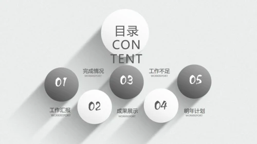 极简灰白年度工作总结报告通用PPT模板