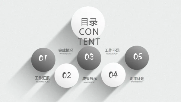 极简灰白年度工作总结报告通用PPT模板