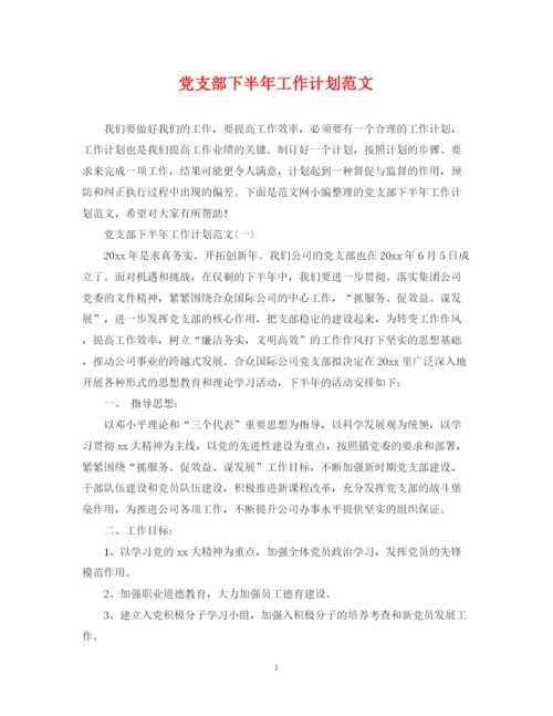 精编之党支部下半年工作计划范文.docx