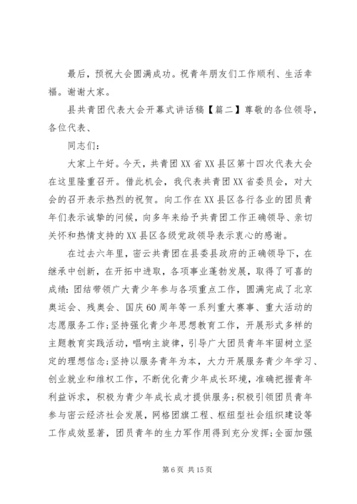 县共青团代表大会开幕式讲话稿.docx