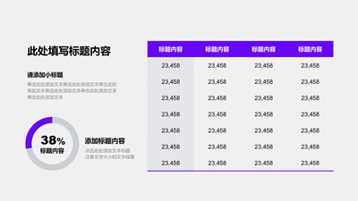 图表页-紫色渐变简约风2项饼图与表格