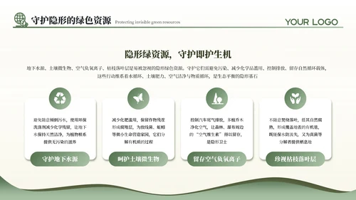 绿色商务风公益环保通用PPT模板