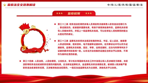 红色大气庄严监察法解读学习培训PPT条例监察