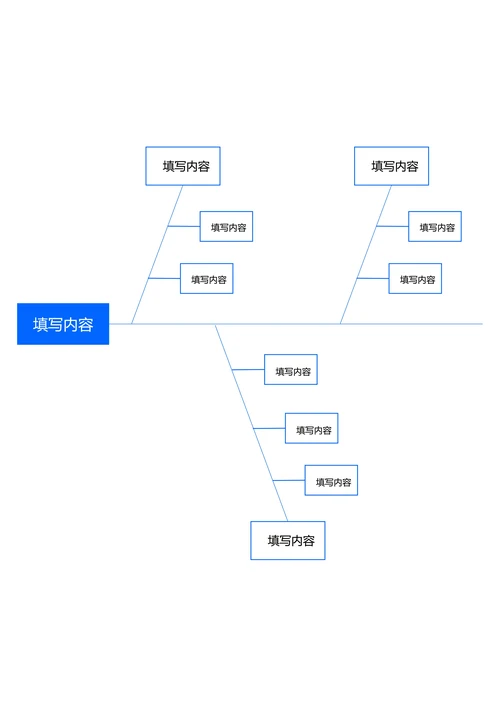 蓝色简约基础鱼骨图