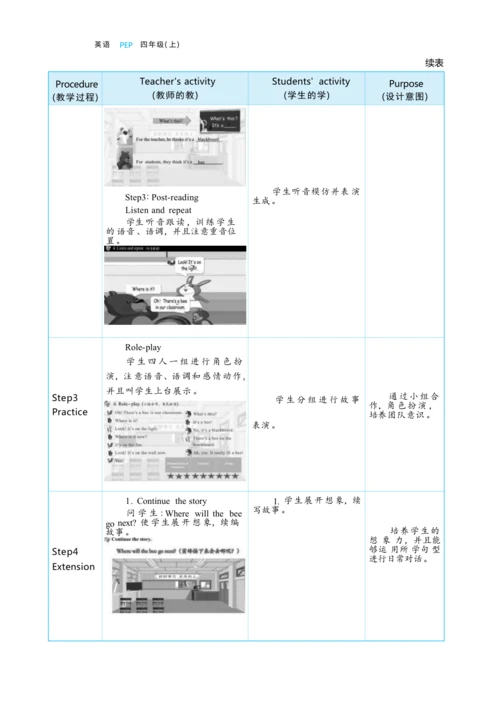 Unit 1 My classroom Part C Story time大单元整体教学设计(表格式