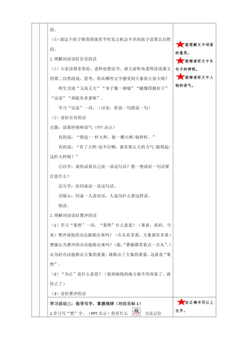 4. 曹冲称象 任务一：走进古代儿童，感受曹冲巧思考 教学设计