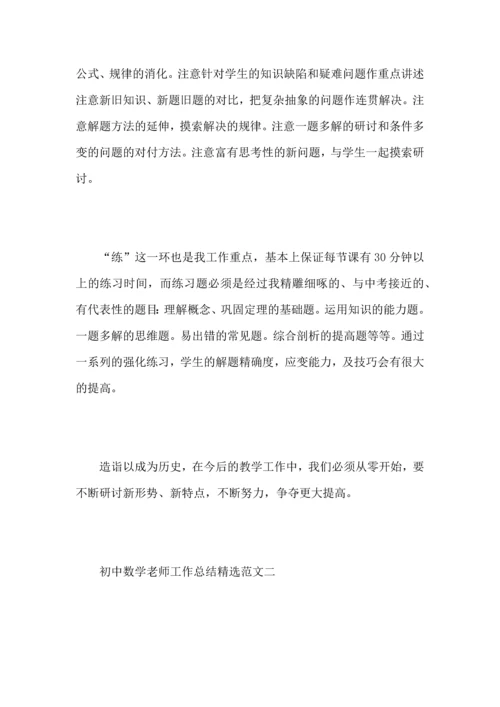 初中数学老师工作心得总结范文.docx