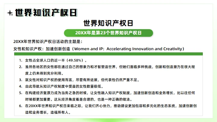 世界知识产权日，保护知识产权知识通用PPT模板