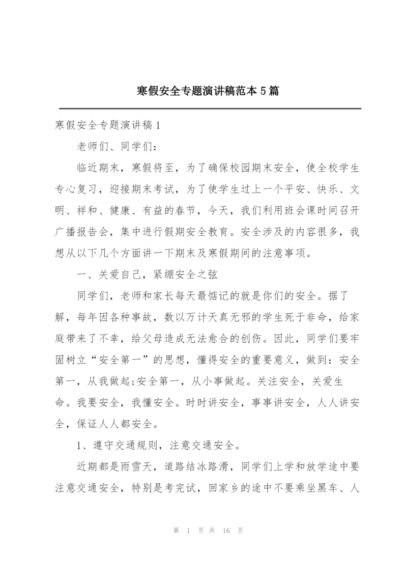 寒假安全专题演讲稿范本5篇.docx