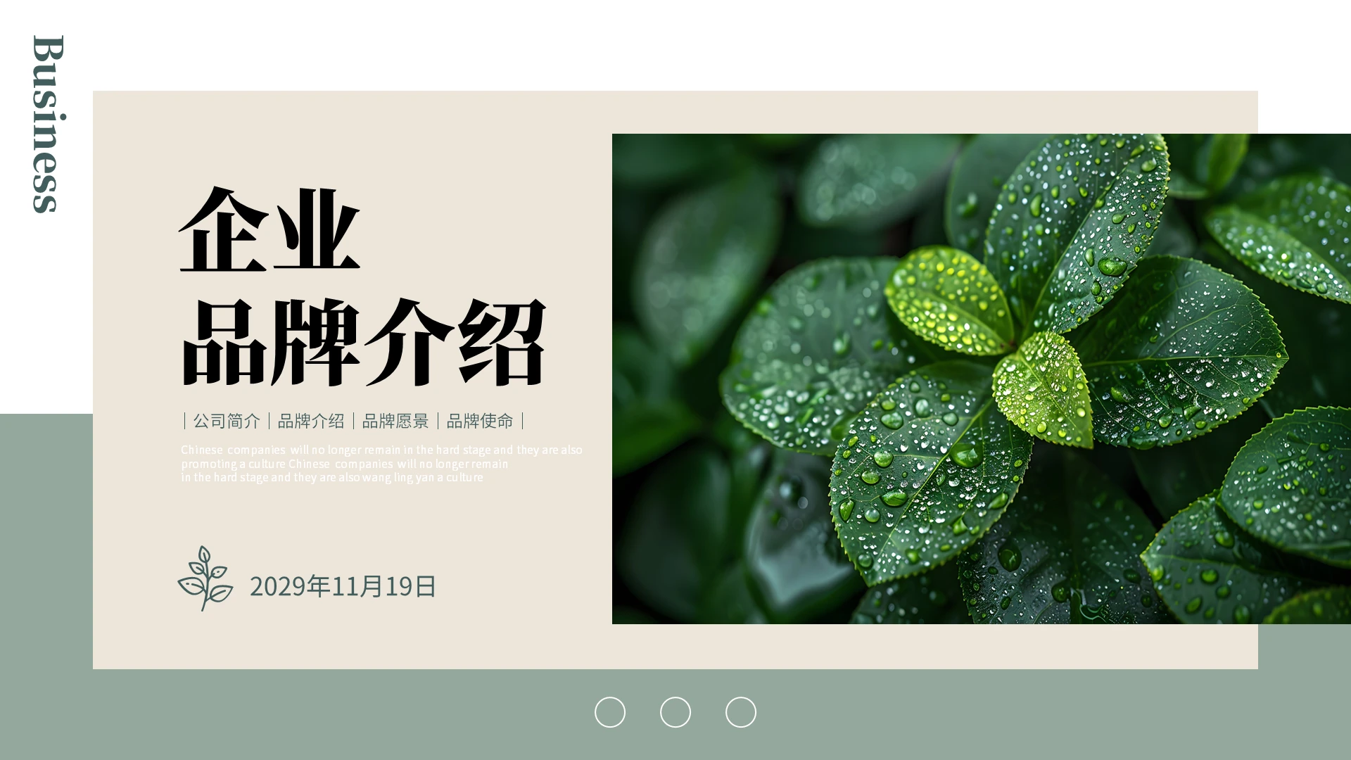 实拍绿植背景企业品牌介绍公司简介PPT