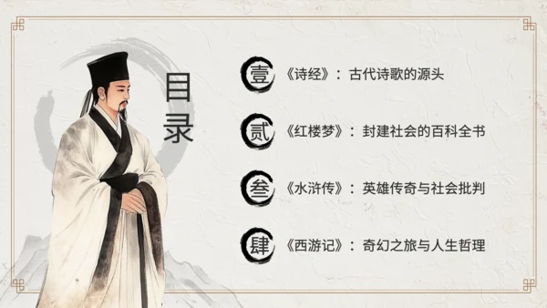 黄色中国风经典文学作品赏析PPT