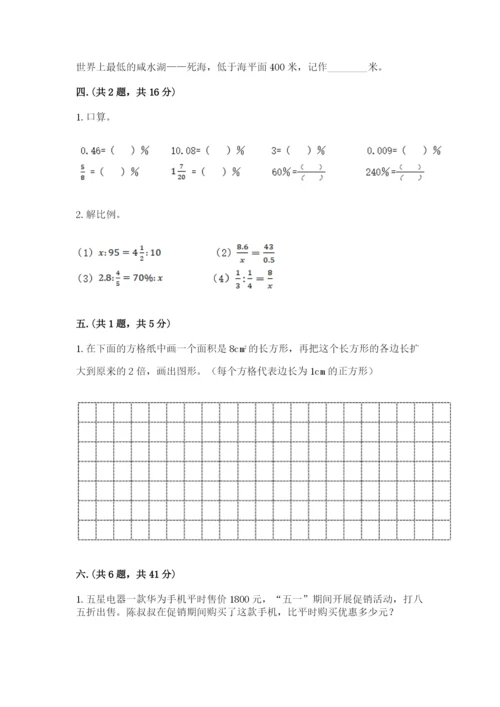 河南省平顶山市六年级下册数学期末测试卷（精练）.docx