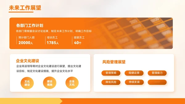 橙色质感风金融企业部门汇报会议PPT模板
