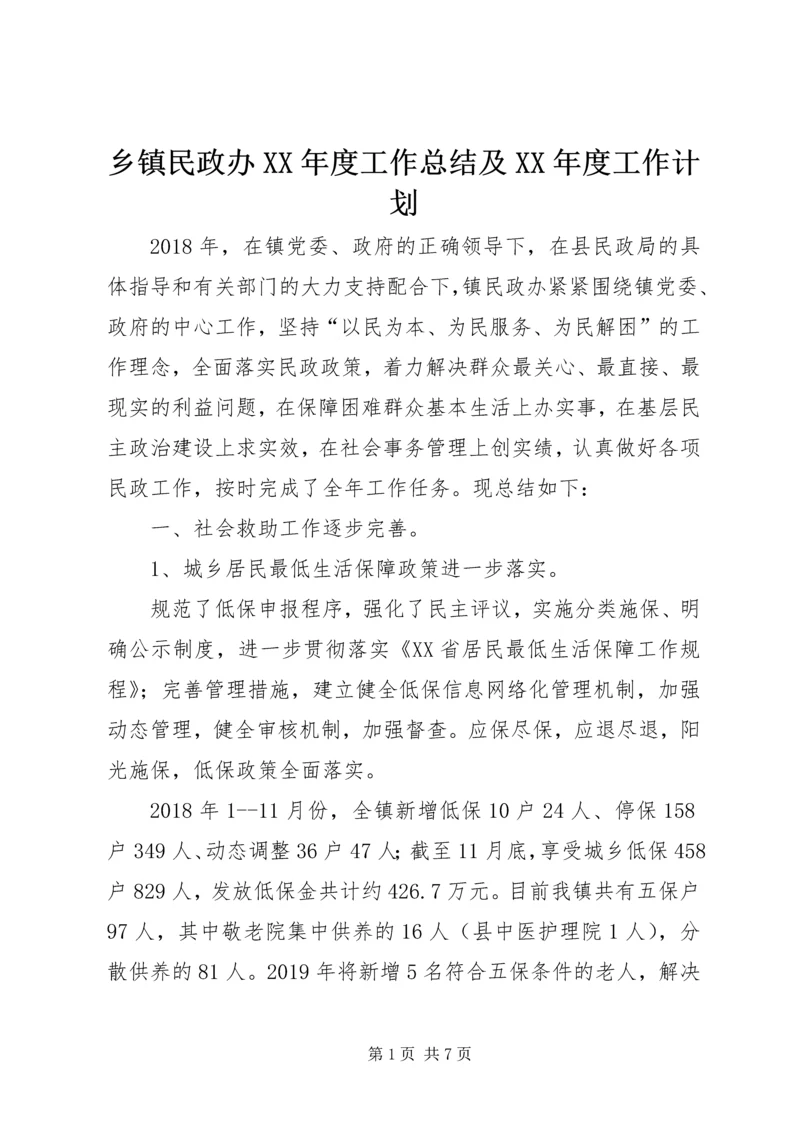 乡镇民政办某年度工作总结及某年度工作计划.docx