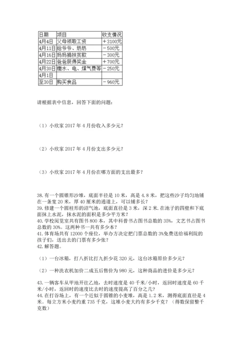 六年级小升初数学解决问题50道【必考】.docx