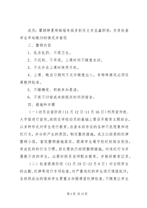纪律卫生整顿月工作计划.docx