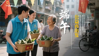 黄黑色简约风端午节公益活动PPT模板