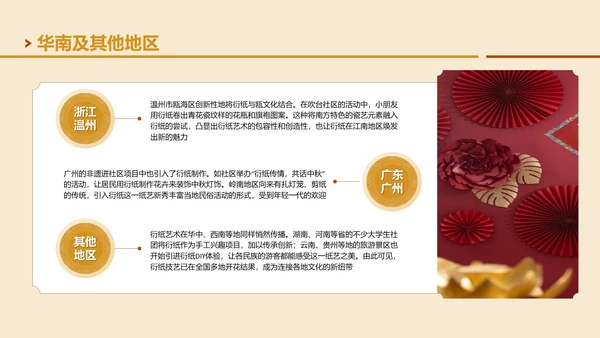 黄色国风非遗衍纸艺术的魅力PPT模板