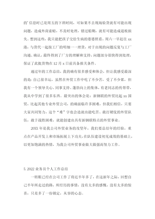 2022业务员个人工作总结【精选5篇】.docx