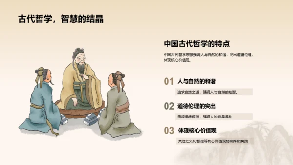黄色插画复古中式中国哲学文化PPT模板
