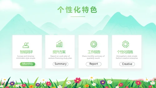 绿色清新相约春天春季旅游相册PPT