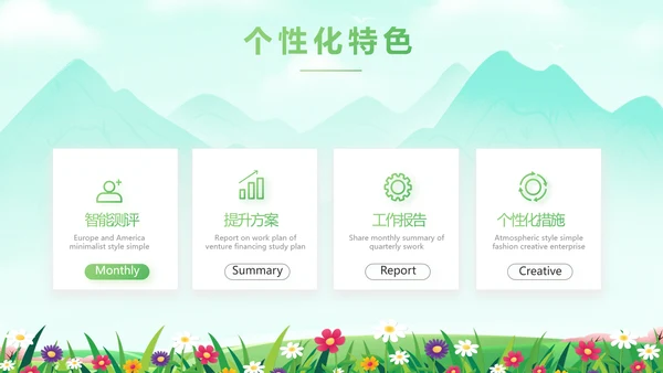 绿色清新相约春天春季旅游相册PPT