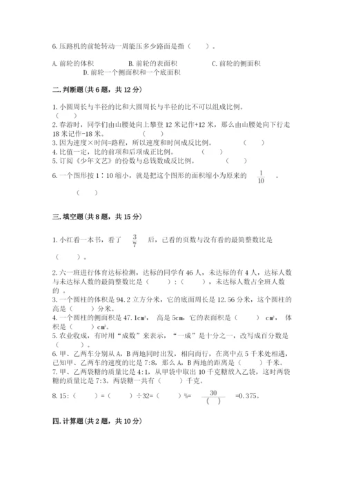 江阳区六年级下册数学期末测试卷a4版.docx