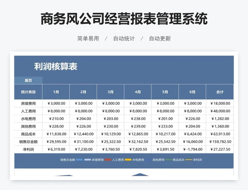商务风公司经营报表管理系统