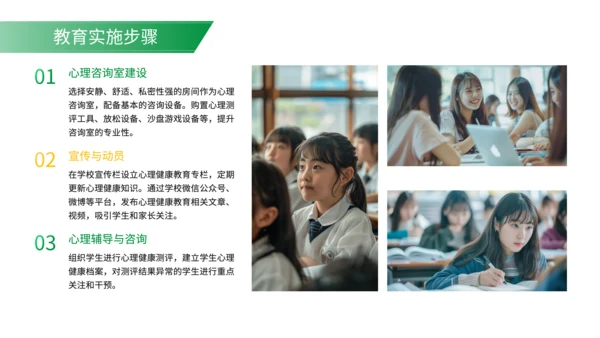 绿色简约风学生心理健康教育工作规划PPT