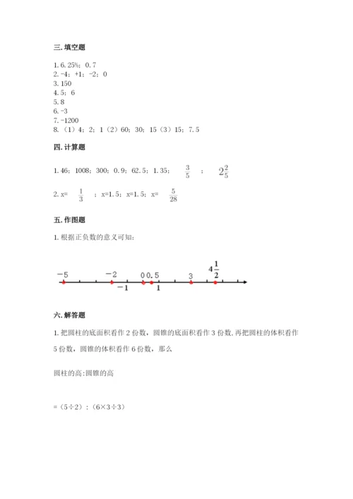 城步苗族自治县六年级下册数学期末测试卷1套.docx
