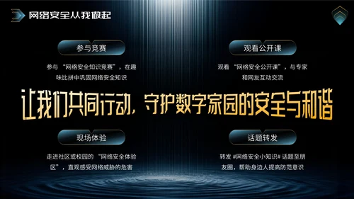 橙蓝色科技风网络安全宣传周科普讲座PPT模板