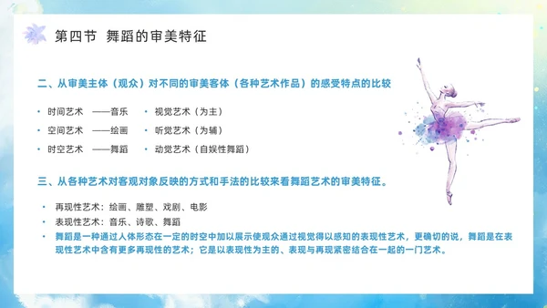 蓝色水彩风舞蹈艺术概论PPT模板