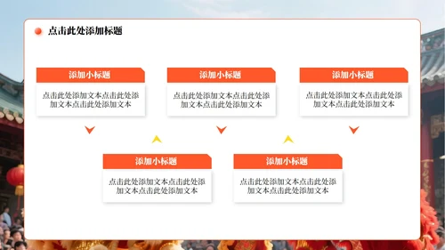橙黄色中国风醒狮实景传统文化介绍主题PPT模板