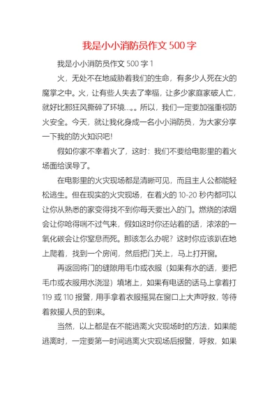 我是小小消防员作文500字