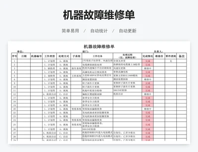 机器故障维修单