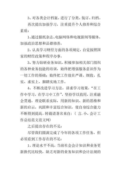 公司会计人员的工作总结