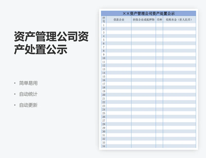 资产管理公司资产处置公示