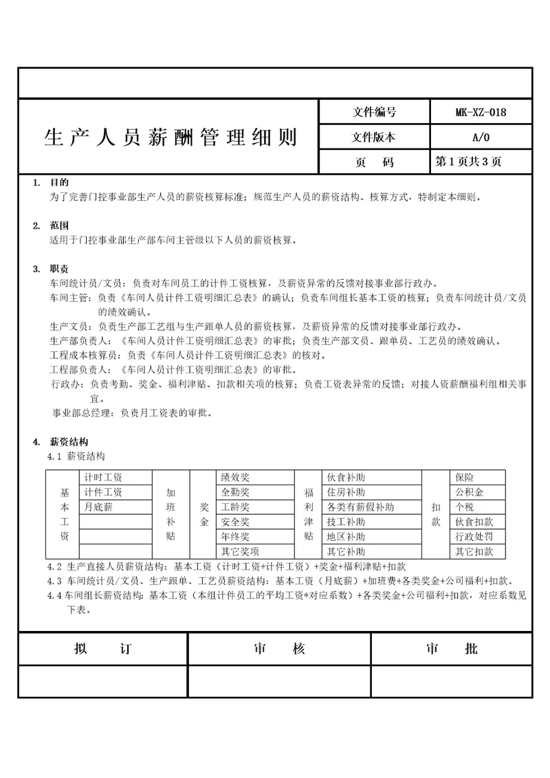 生产非计件人员薪资管理细则