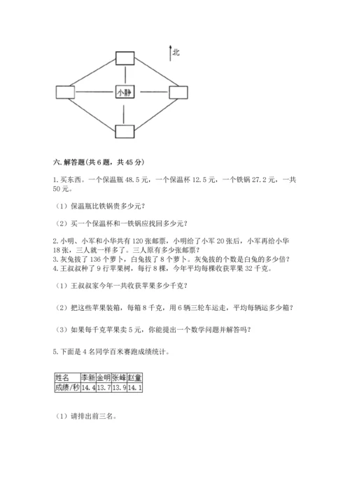 小学三年级下册数学期末测试卷附答案（研优卷）.docx