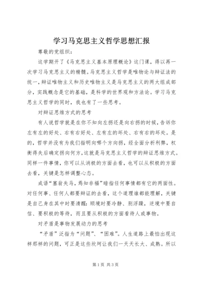 学习马克思主义哲学思想汇报.docx