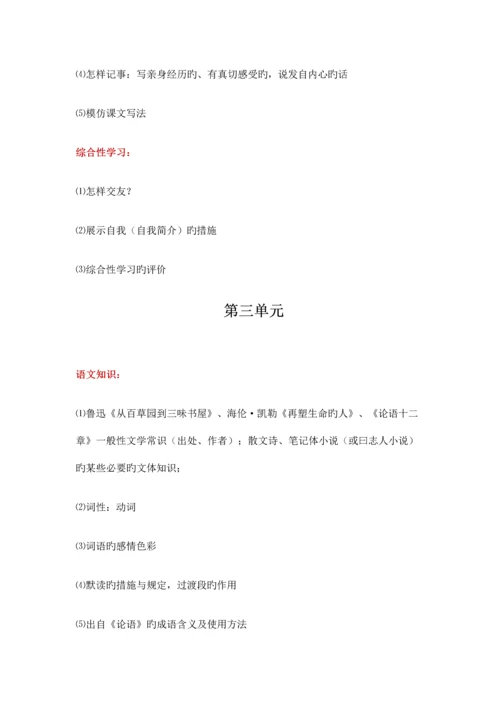 2023年七年级上册语文部编教材知识点梳理.docx