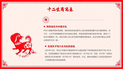 红色剪纸风十二生肖主题班会中国传统文化