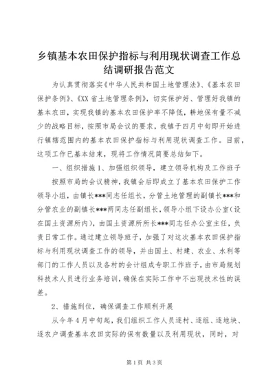 乡镇基本农田保护指标与利用现状调查工作总结调研报告范文.docx