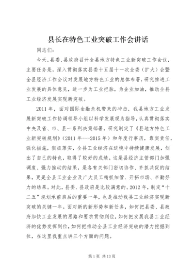 县长在特色工业突破工作会讲话.docx