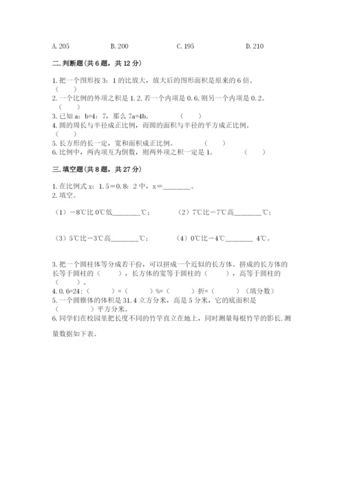 梁园区六年级下册数学期末测试卷必考题.docx