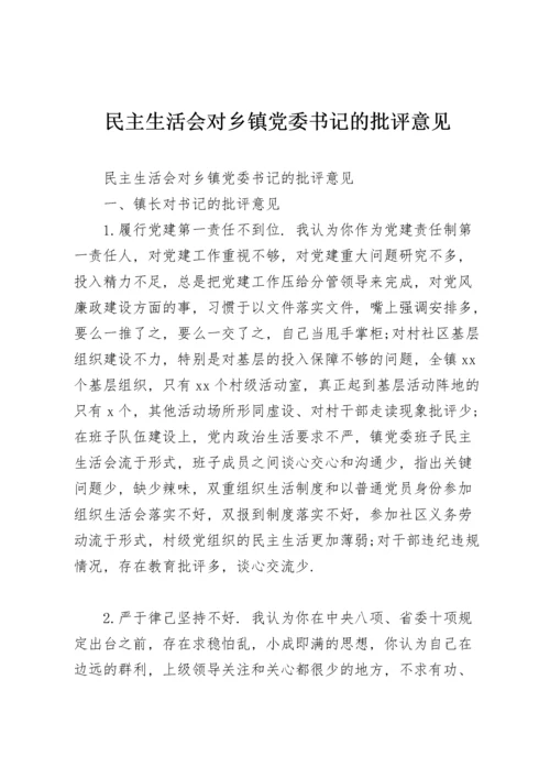 民主生活会对乡镇党委书记的批评意见.docx
