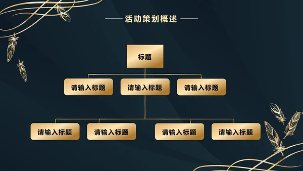 深蓝金奢华金叶子PPT模板