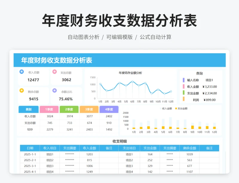 年度财务收支数据分析表