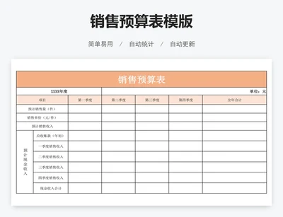 销售预算表模版