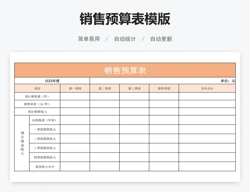 销售预算表模版